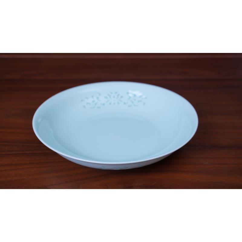 景德镇五花马8寸云上汤盘青玲珑瓷陶瓷汤盘陶瓷盘子家用