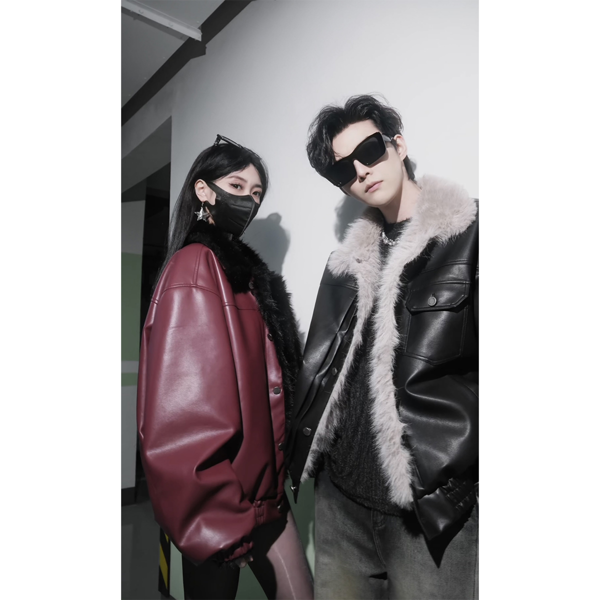 龙叨叨冬季新款潮流复古高级感加绒保暖立领百搭皮衣夹克外套