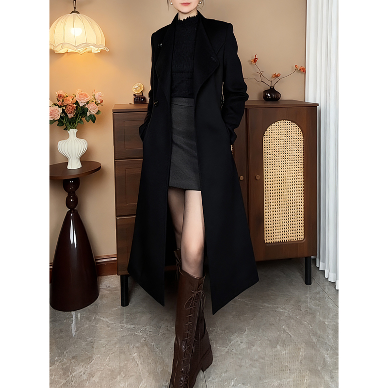 秋冬中长款修身显瘦加厚保暖毛呢外套气质女羊毛大衣