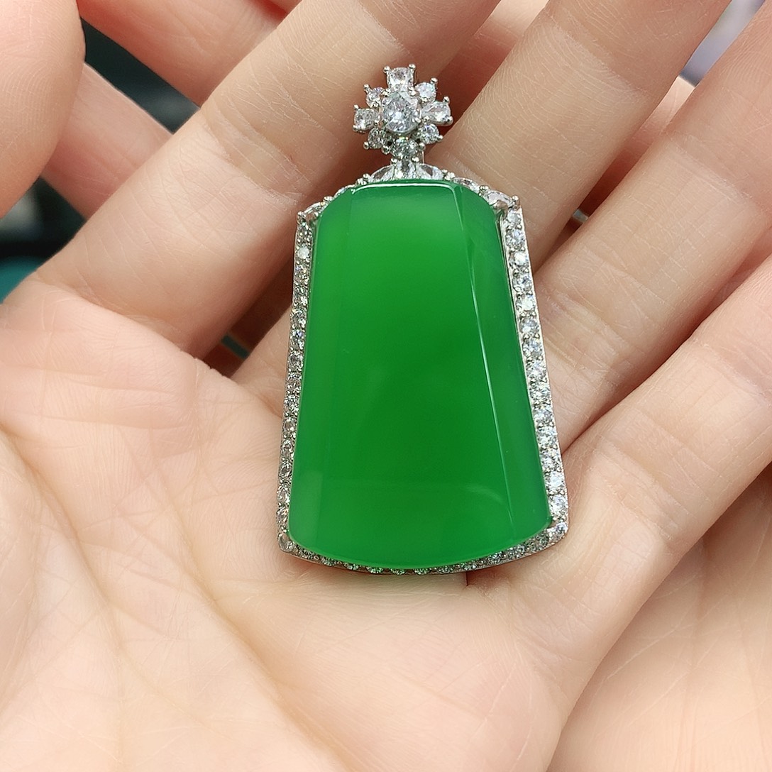 银S925镶嵌吊坠玛瑙/玉髓