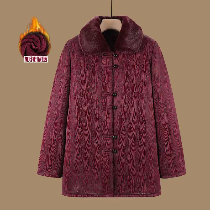 11901-女老年人冬装上衣加绒棉袄毛领加厚外套【老仓库六楼楼梯间】