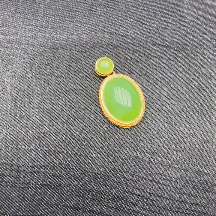 和田玉（碧玉）颈饰银S925镀金镶嵌