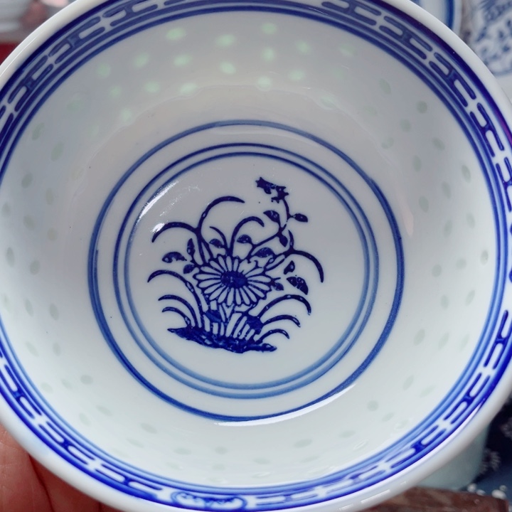青花玲珑5.5寸饭碗兰花
