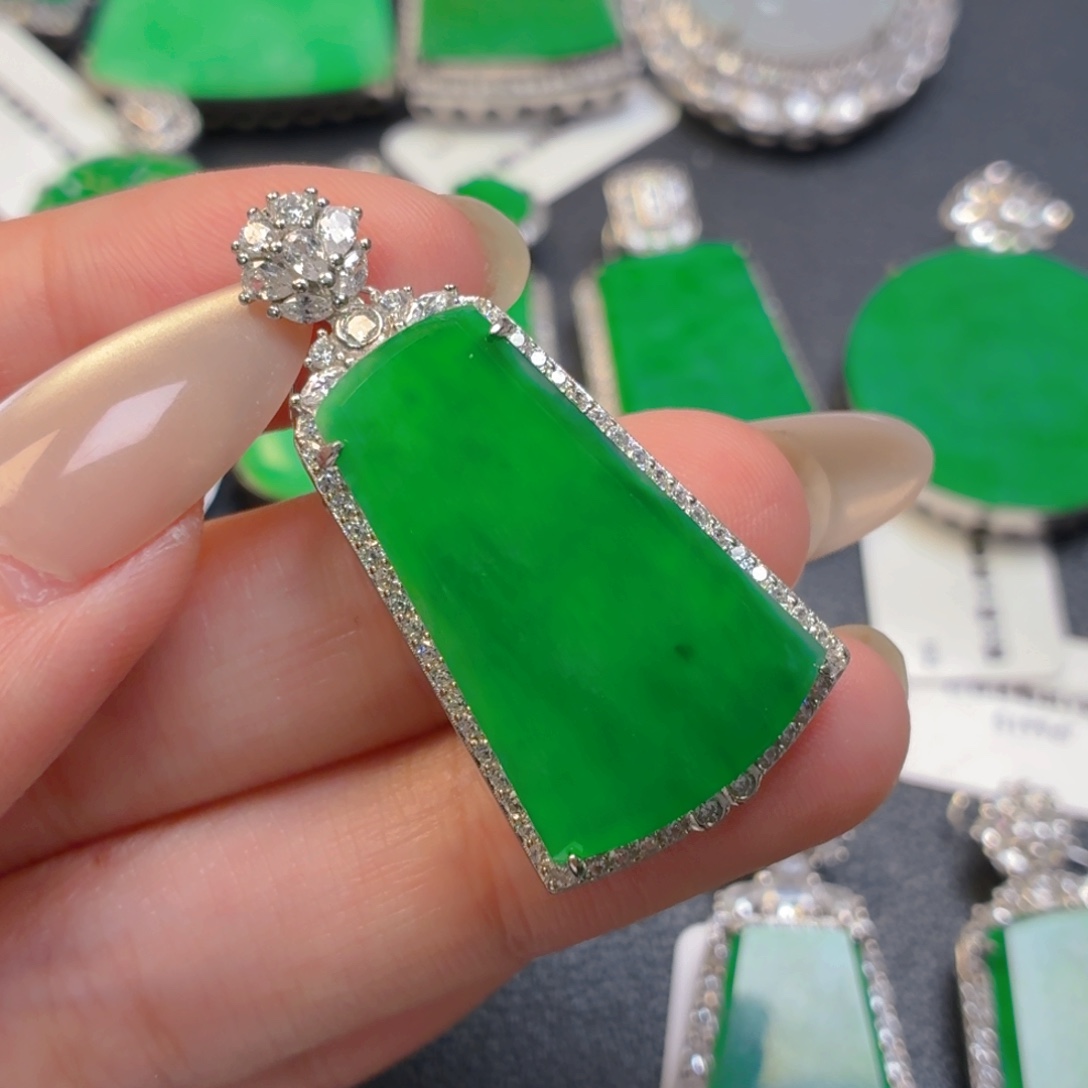 翡翠银S925镶嵌吊坠(不含链)