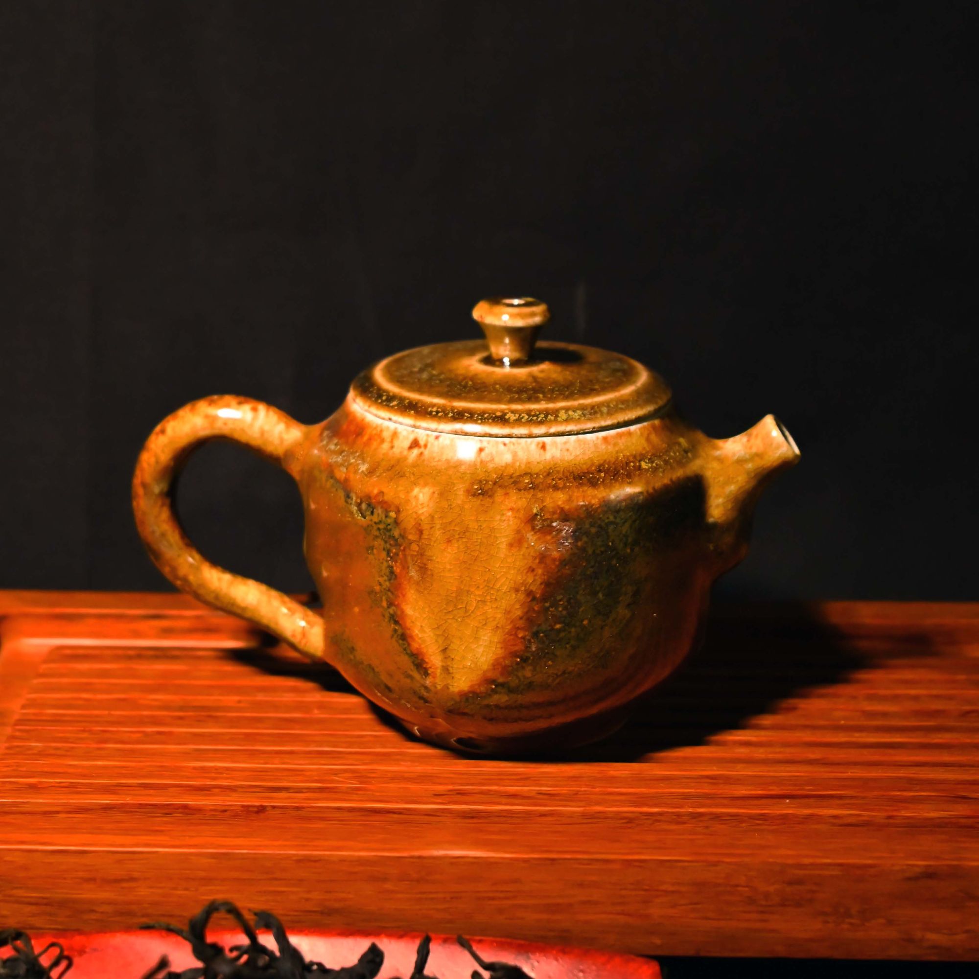 通红柴烧纯银999紫皮纯手工茶壶自然落灰不上色不上釉柴侧把壶