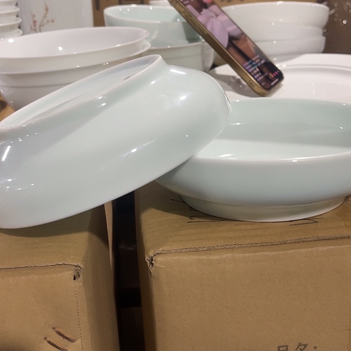 瓷片玉泥青瓷7英寸清韵深盘两个，包邮