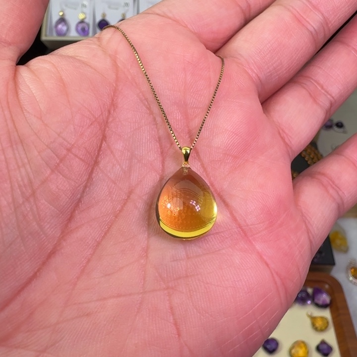 18K金镶嵌黄晶颈饰吊坠