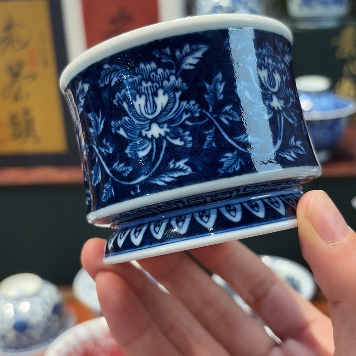 记石柴窑青花容天杯