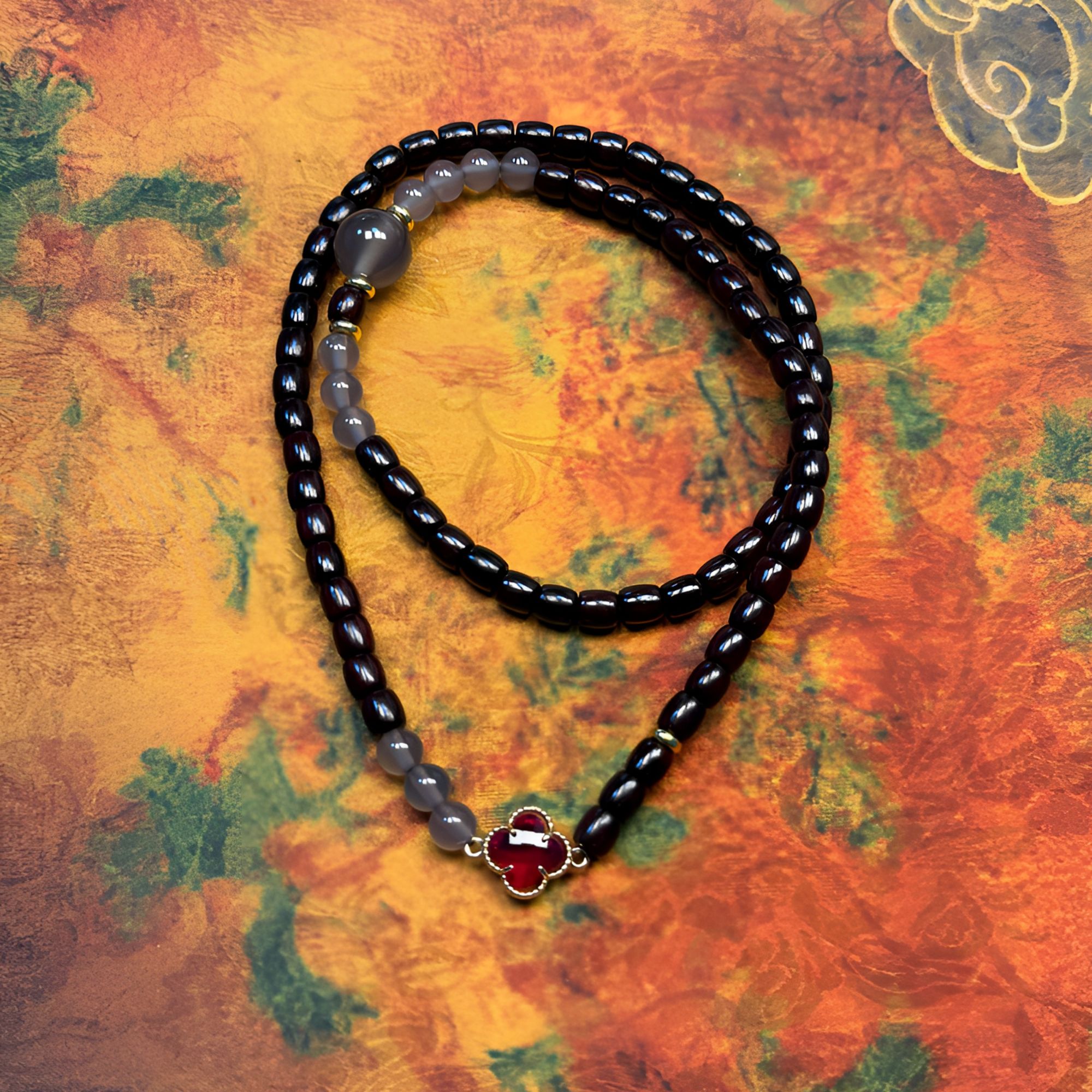 A111小叶紫檀四叶草多圈手串-无礼盒