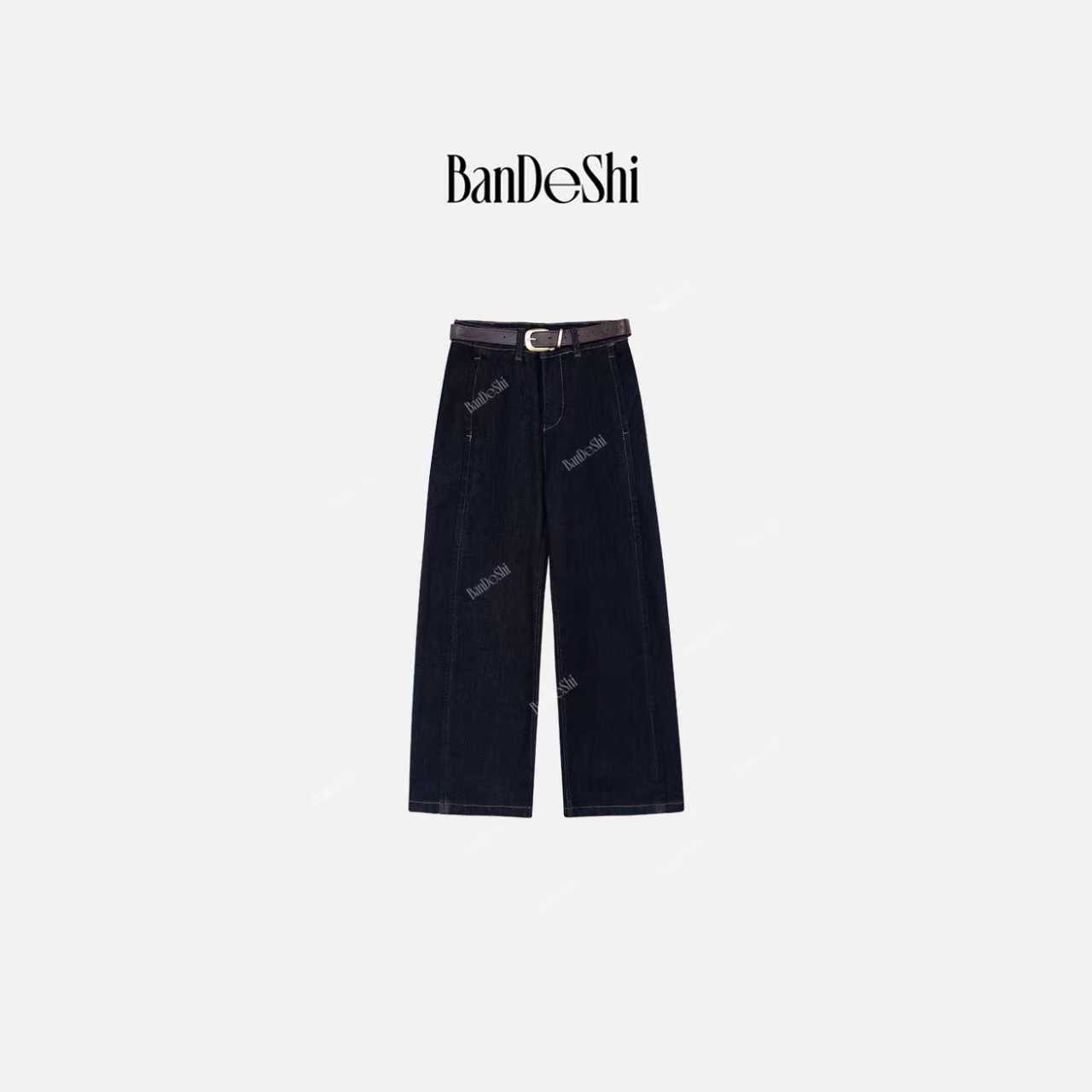 【C4045】#班德施-秋冬新款百搭通勤时尚阔腿牛仔裤女装-SS