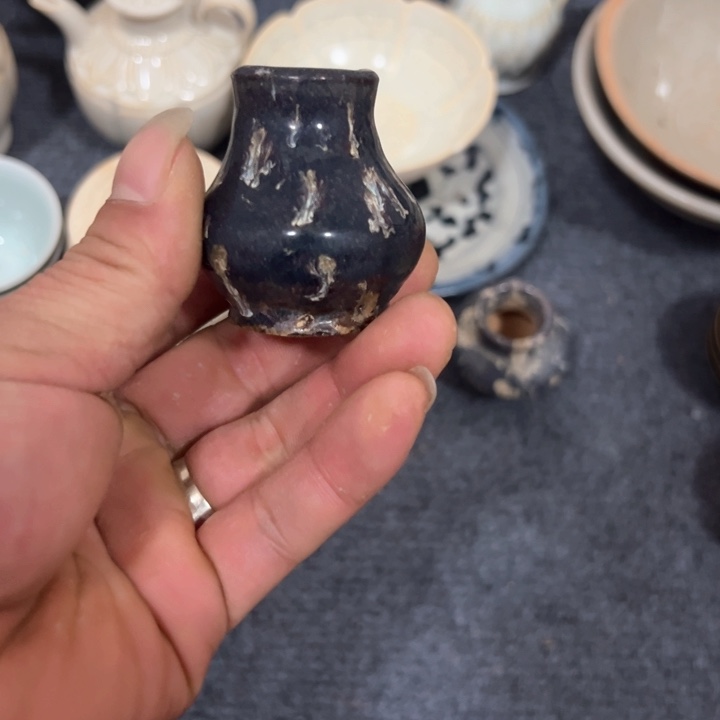 瓶旺*蔡窑变釉纹饰小罐子