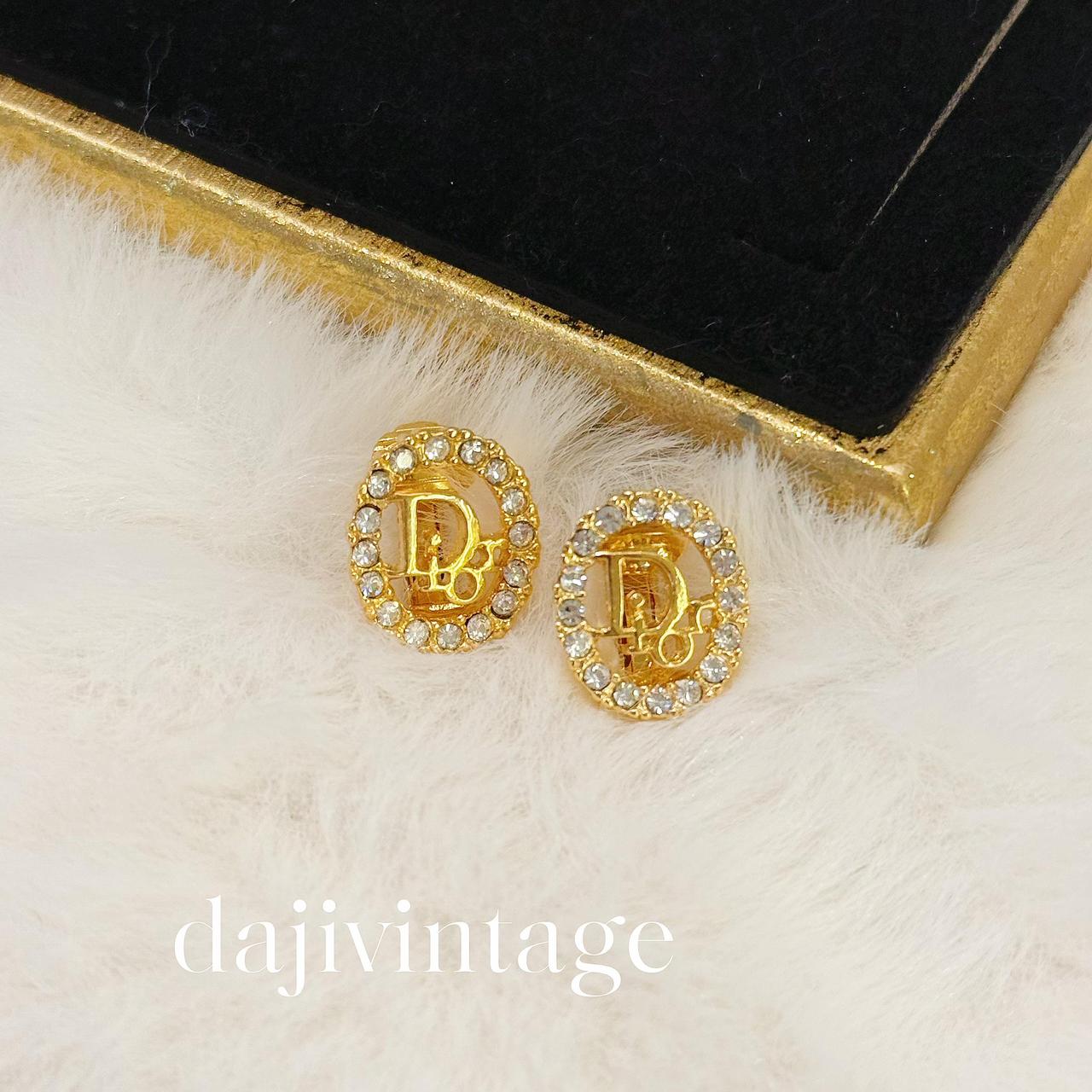 95新 DIOR/迪奥 大吉中古/Dior迪奥椭圆满钻耳夹