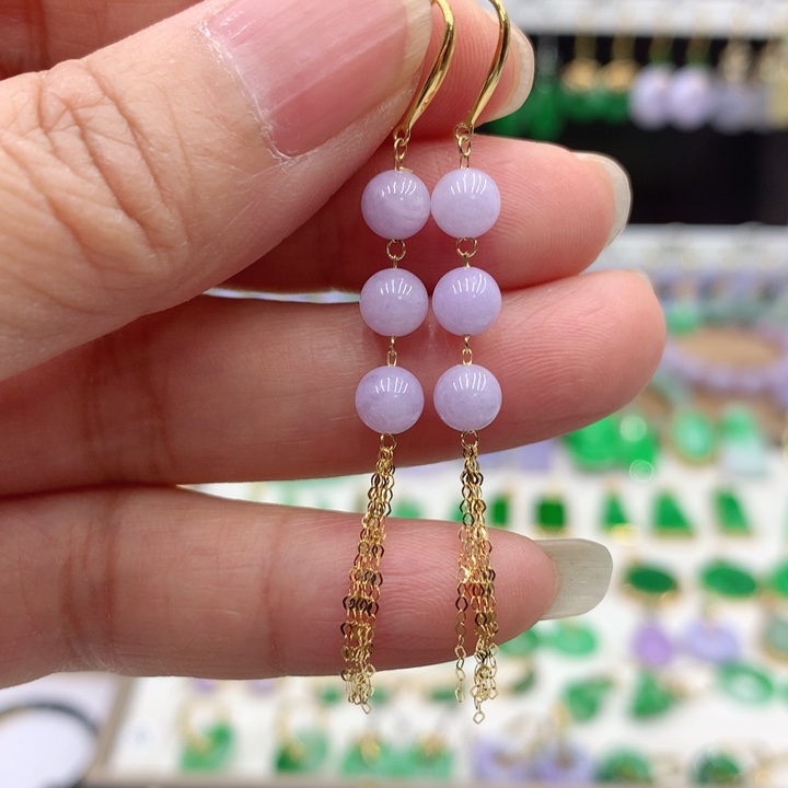 翡翠18K金镶嵌耳饰