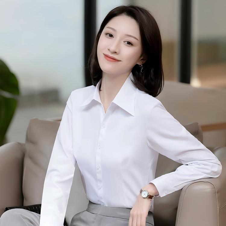 【竹纤维/纯棉/40棉/加绒面料可选】女士高端修身长袖衬衫职业正装