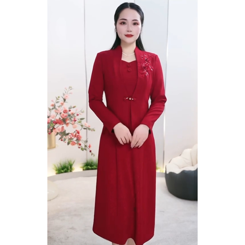 【两件套】3379春秋季新款改良气质妈妈装轻奢国风显瘦遮肉