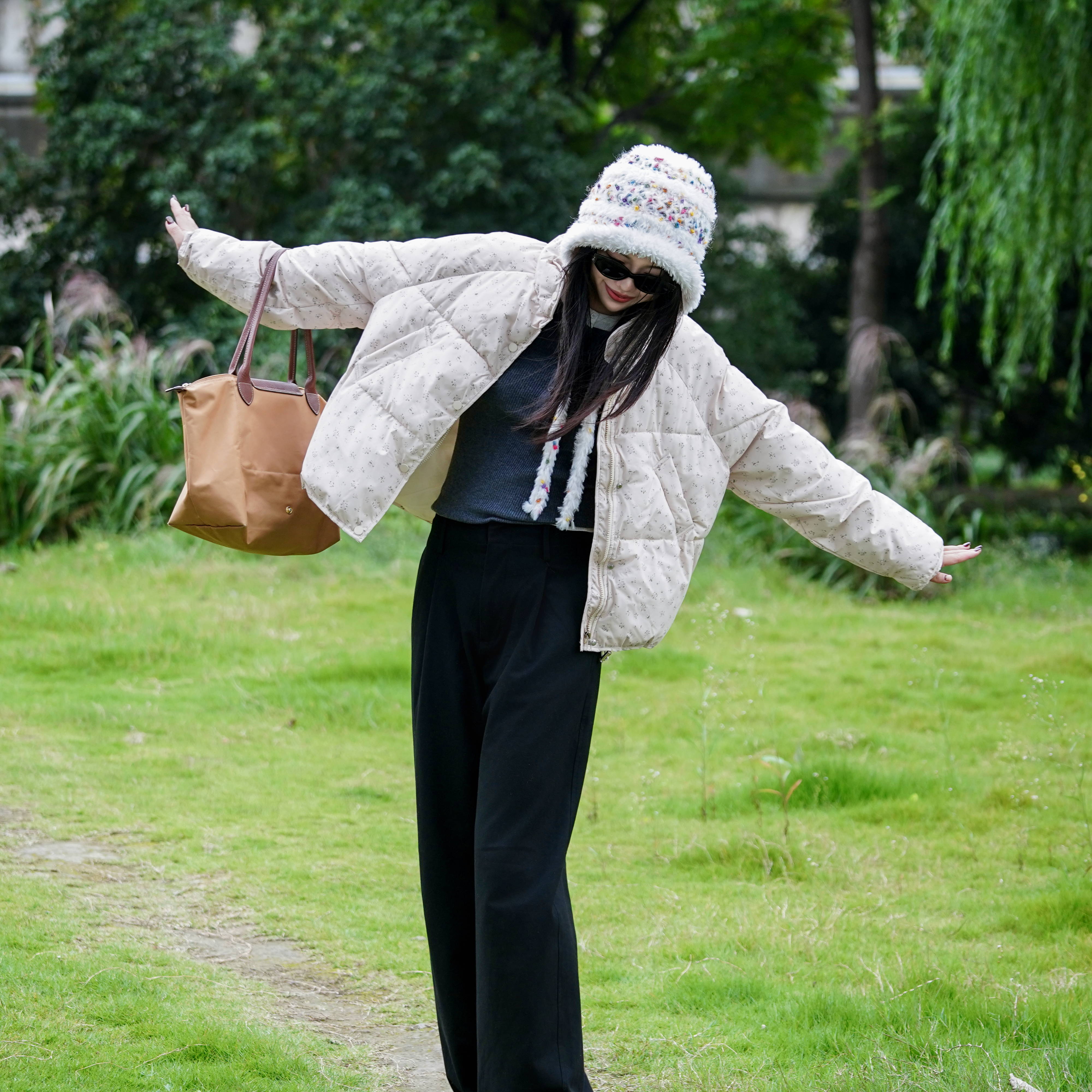 短款立领女常规常规袖碎花休闲时尚加绒保暖百搭韩版韩版