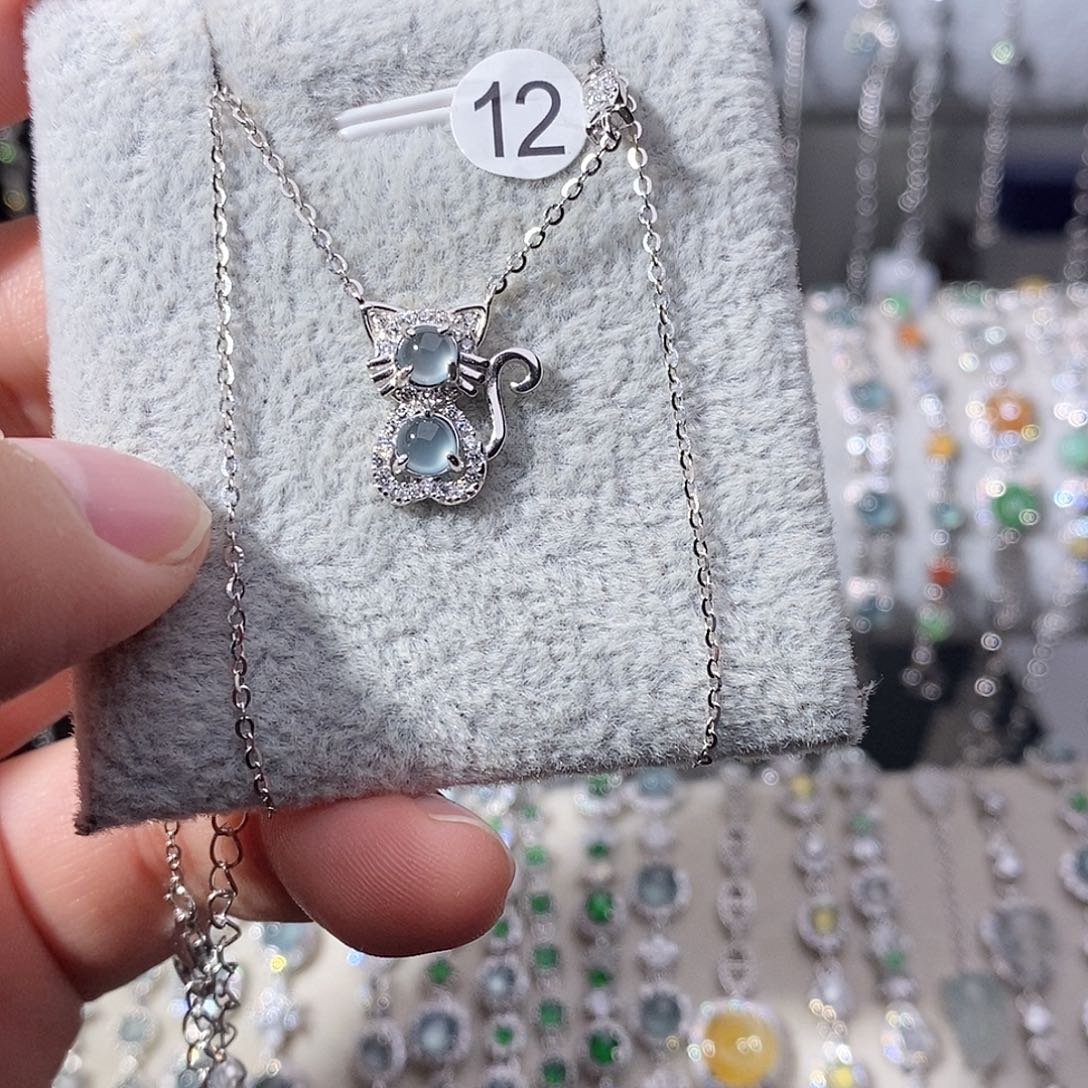 翡翠银S925镶嵌颈饰