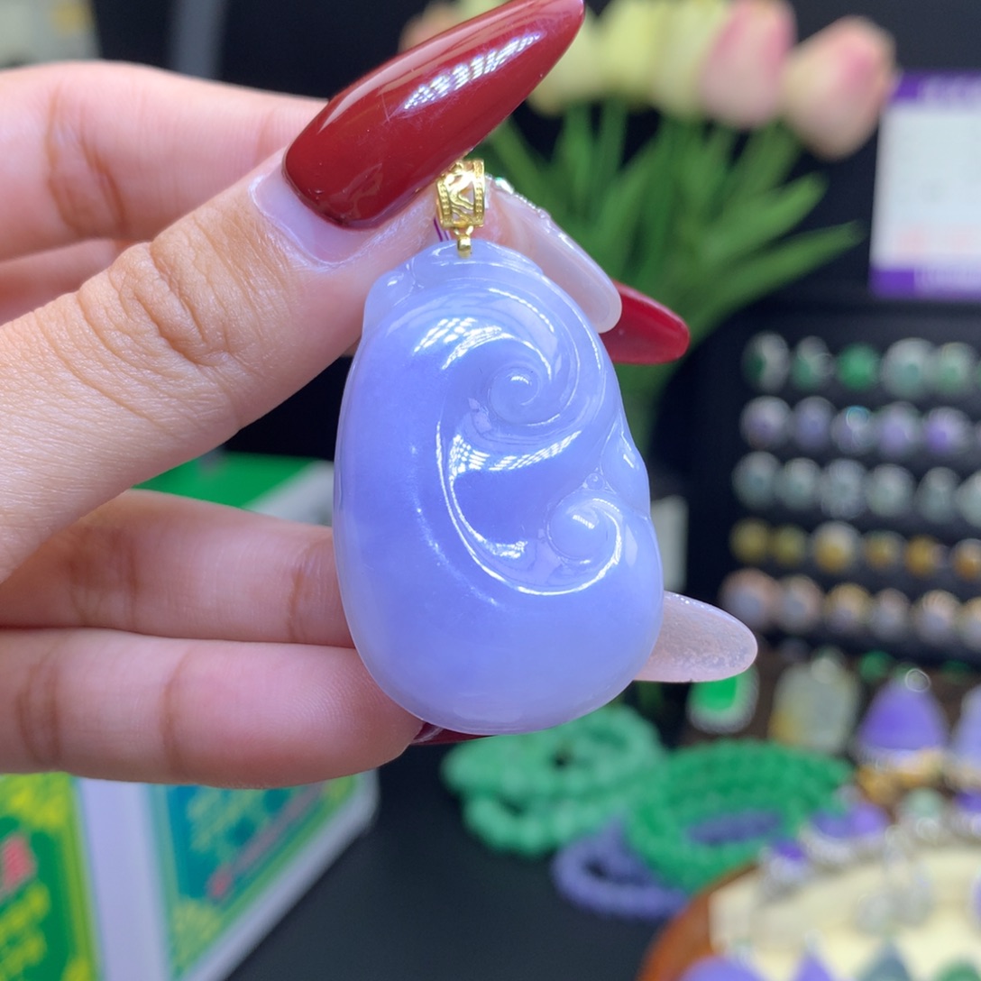 翡翠颈饰18K金镶嵌天然