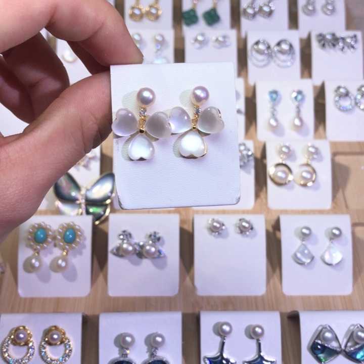 淡水珍珠耳饰银S925镶嵌