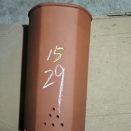 紫砂红泥高六方带口沿一个