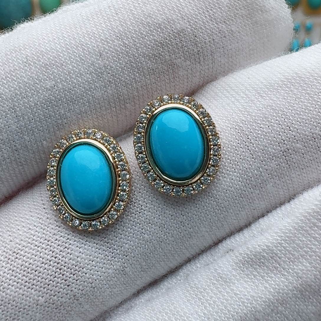 绿松石未镶嵌耳饰