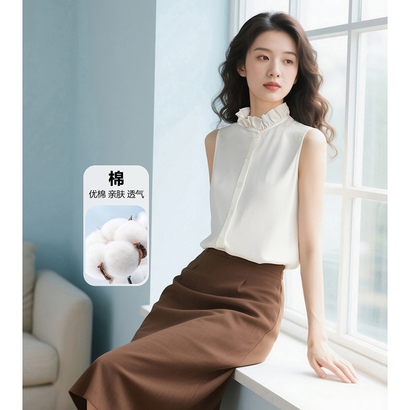 晚白【新品】花边无袖衫女【叠穿内搭神器】25071227