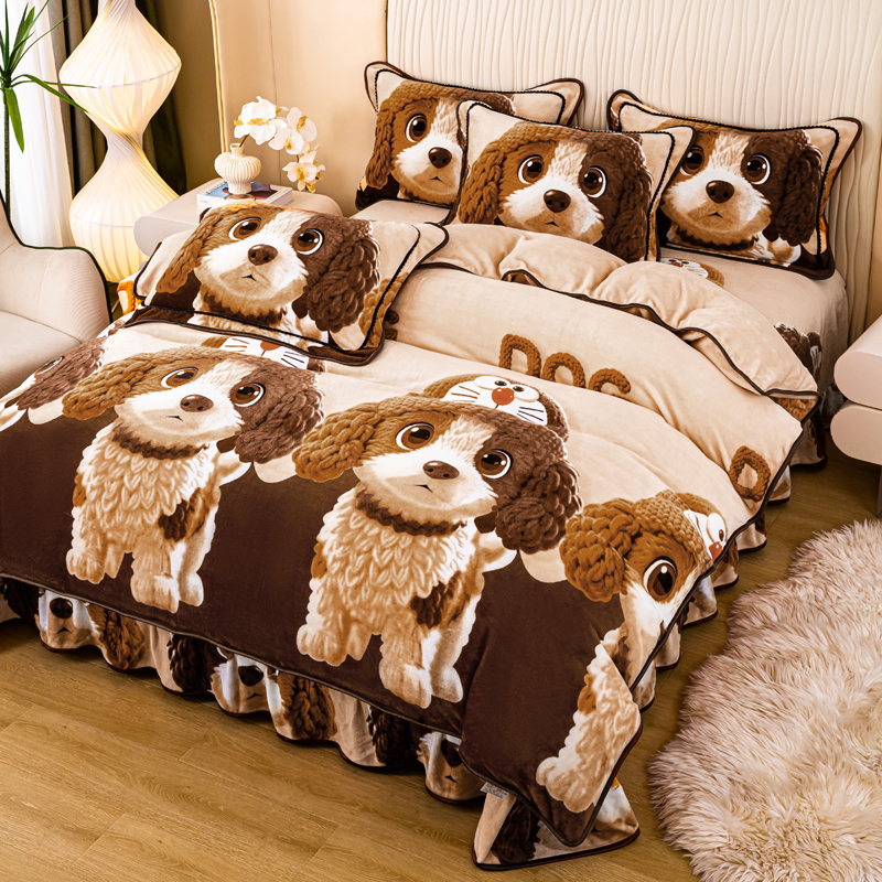 高克重牛奶绒四件套保暖四件套直播爆款加绒加厚双面绒床上用品