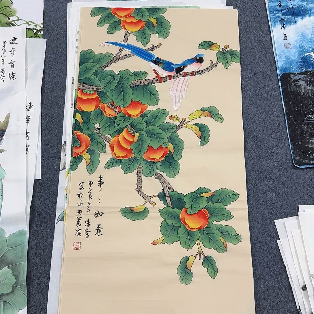 国画尺寸50X100手绘作品 