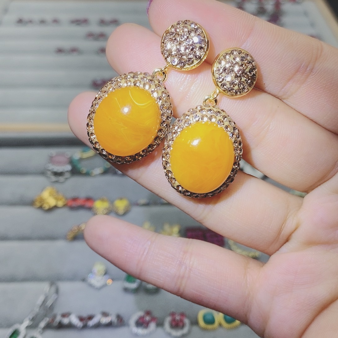 【闪购商品】托帕石耳饰银S925镶嵌