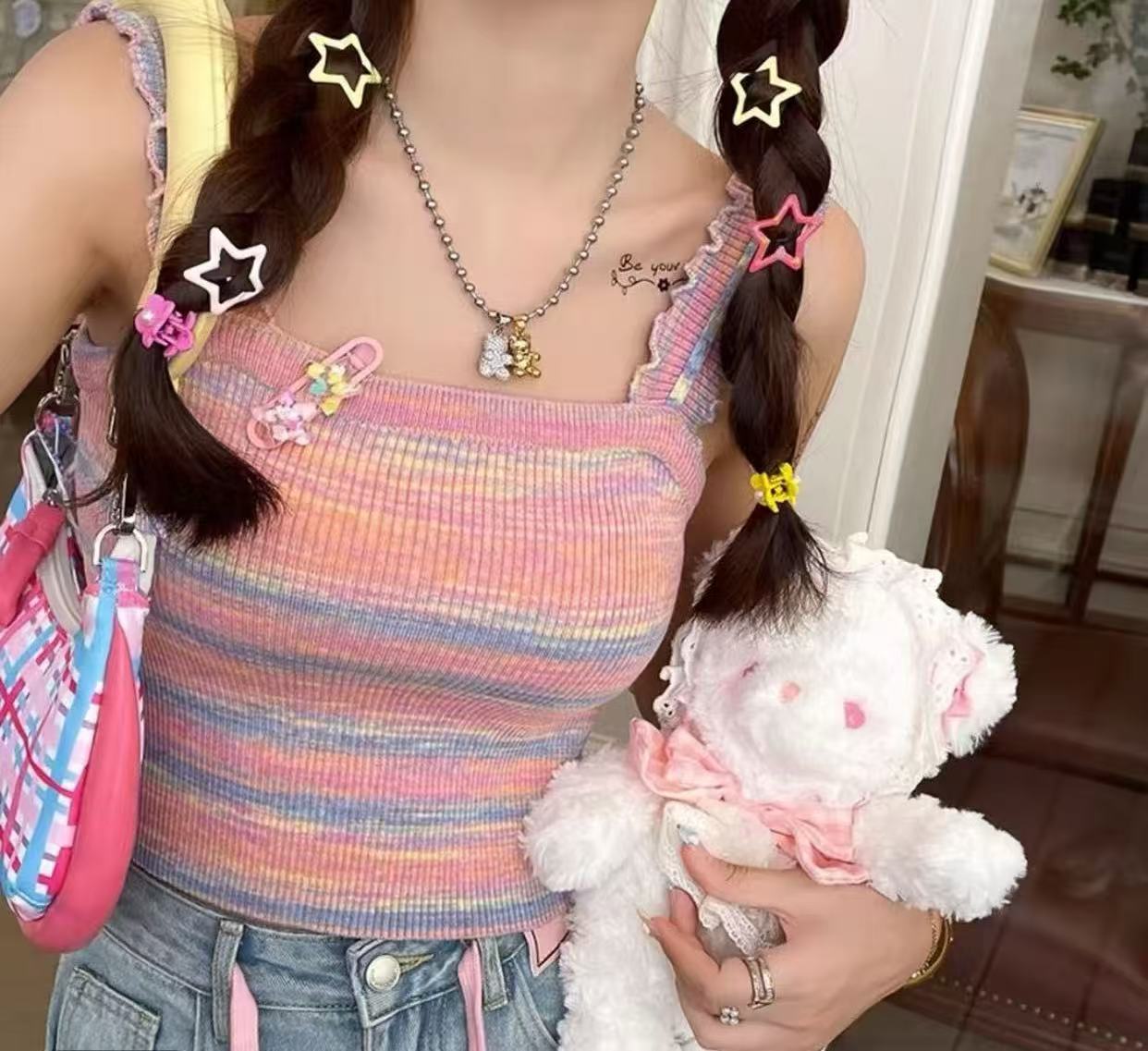 辣妹风轻职风修身型性感吊带背心