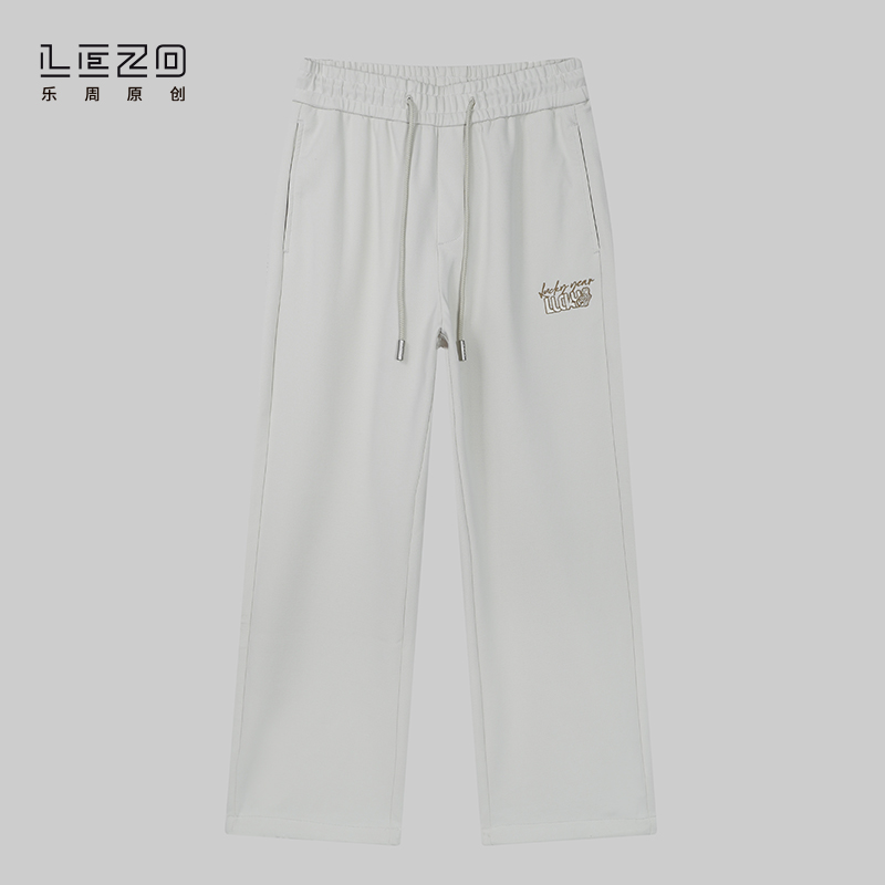 LEZO乐周原创 秋冬男针织好运锦鲤长裤基础版 924303135浅卡其色