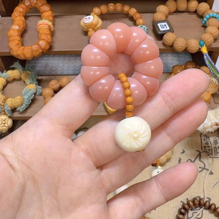 星月菩提手串粉菩提蒜瓣大肠14mm包子shop捻