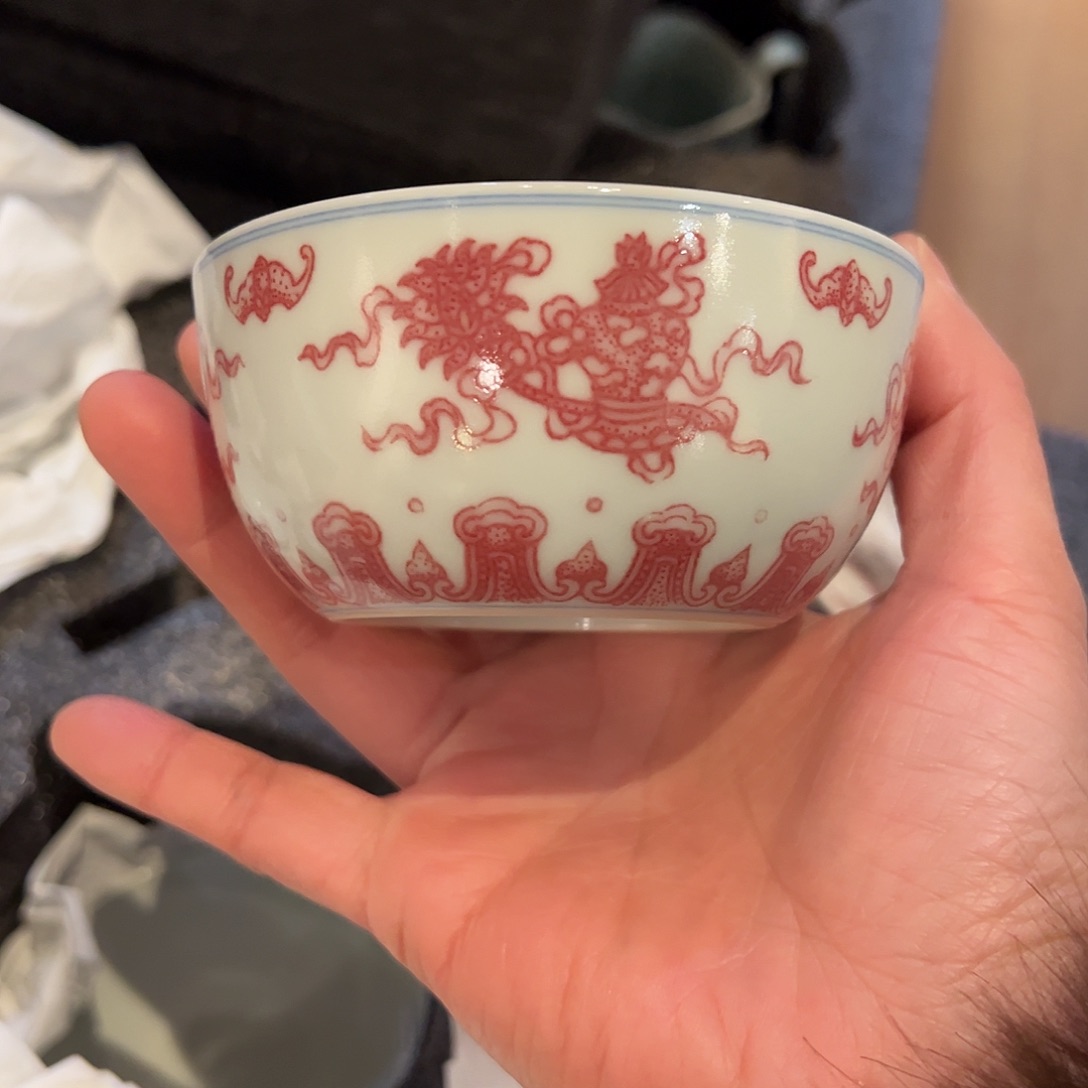 沐月山房原矿釉里红杯杯杯