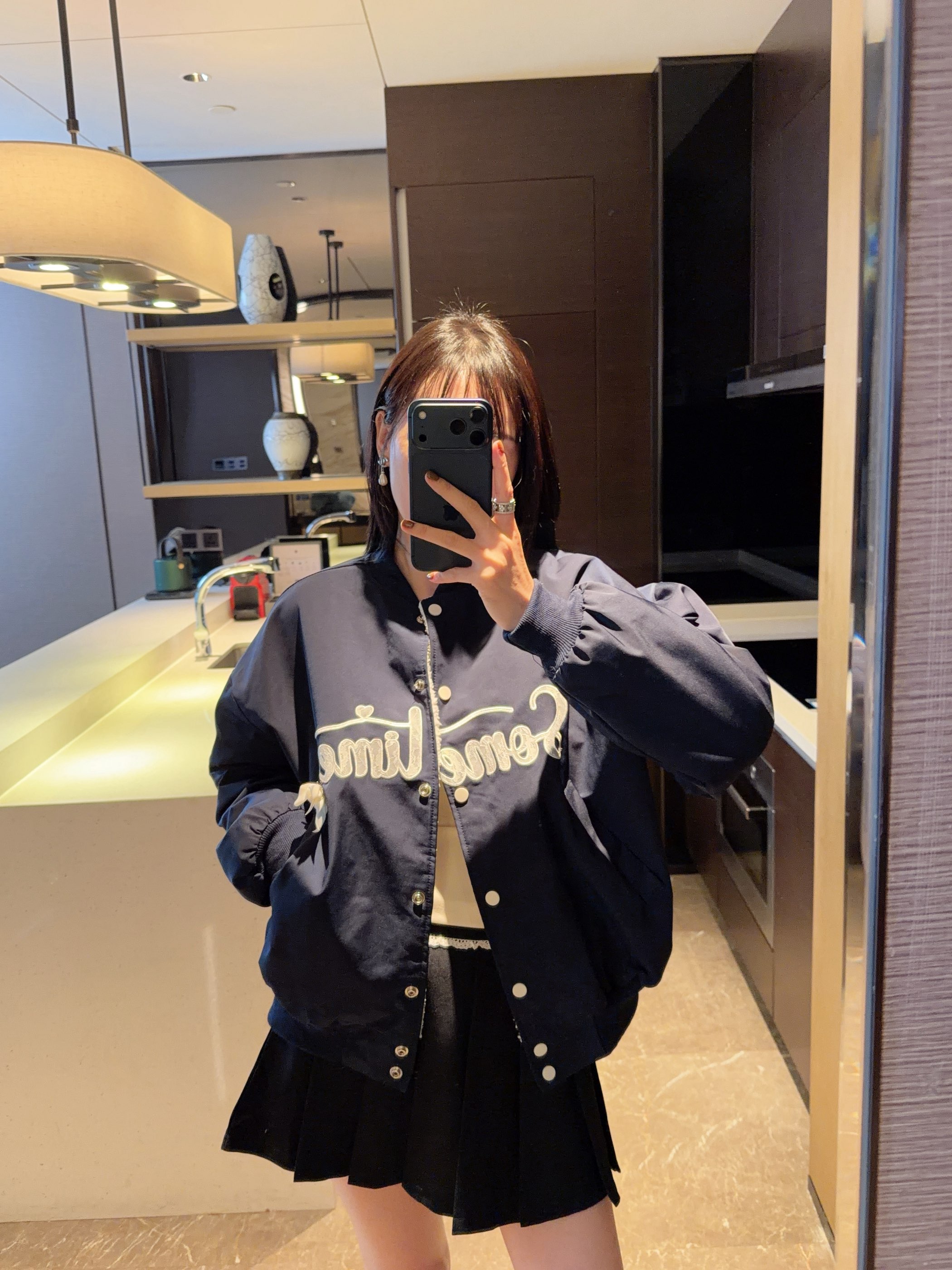 【张静芝】韩国新品~秋冬厚实内里糕糕毛字母洋气棒球外套