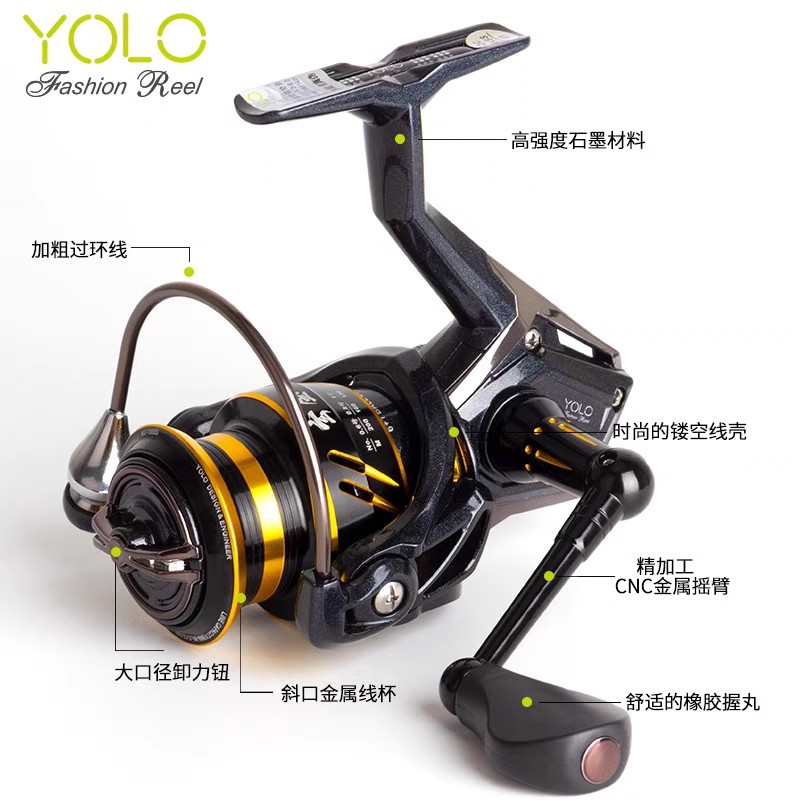 鱼乐YOLO玄金高速比斜口浅线杯路亚纺车轮马口微物远投鱼线轮