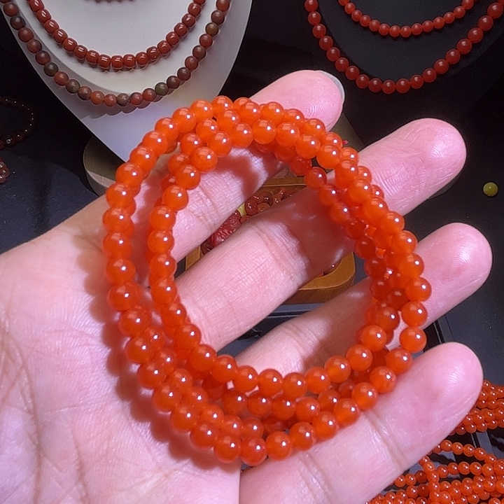 未镶嵌手链南红玛瑙5mm多圈手链