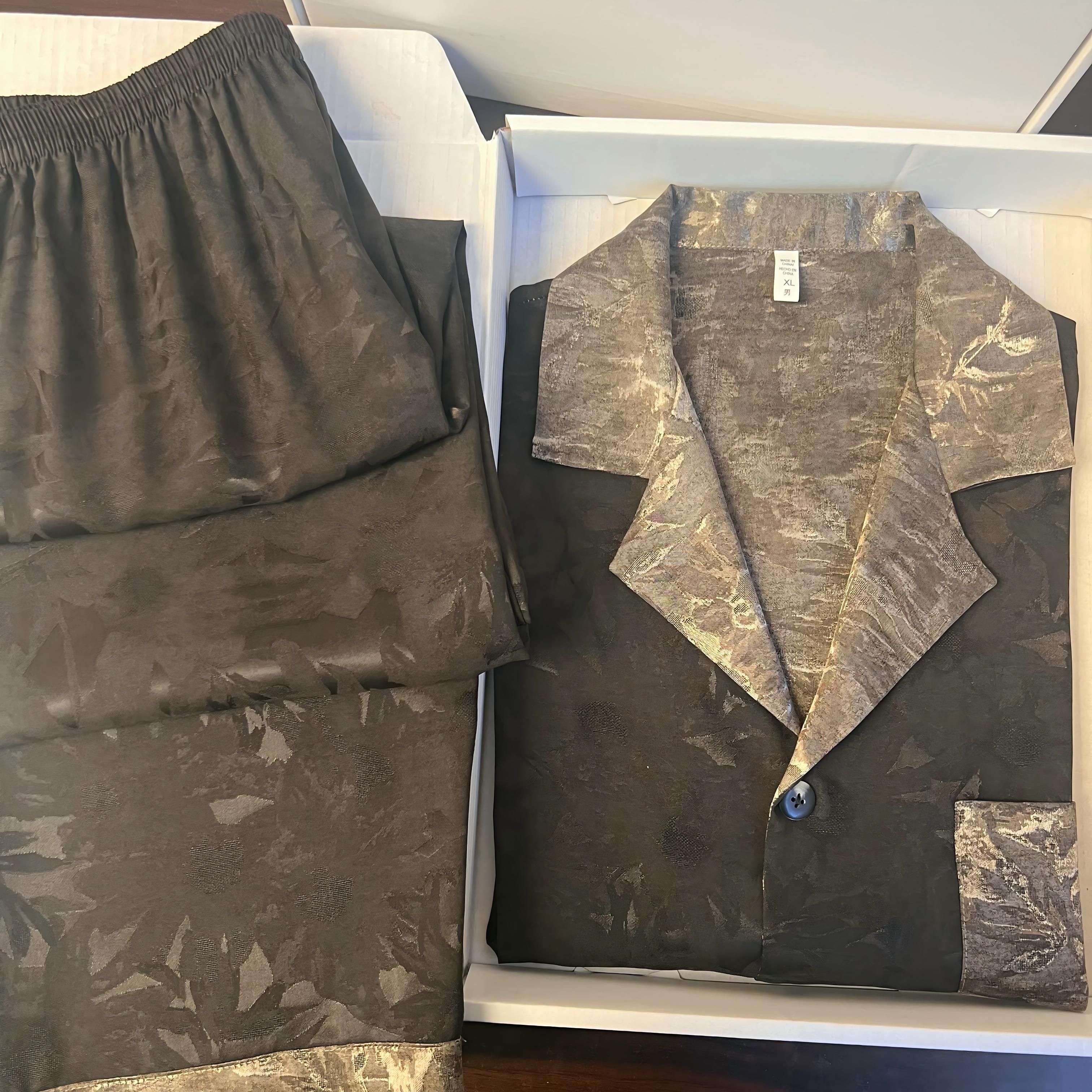 【墨青香云丝】睡衣男女同款长袖长裤两件套宽松家居服套装可外穿