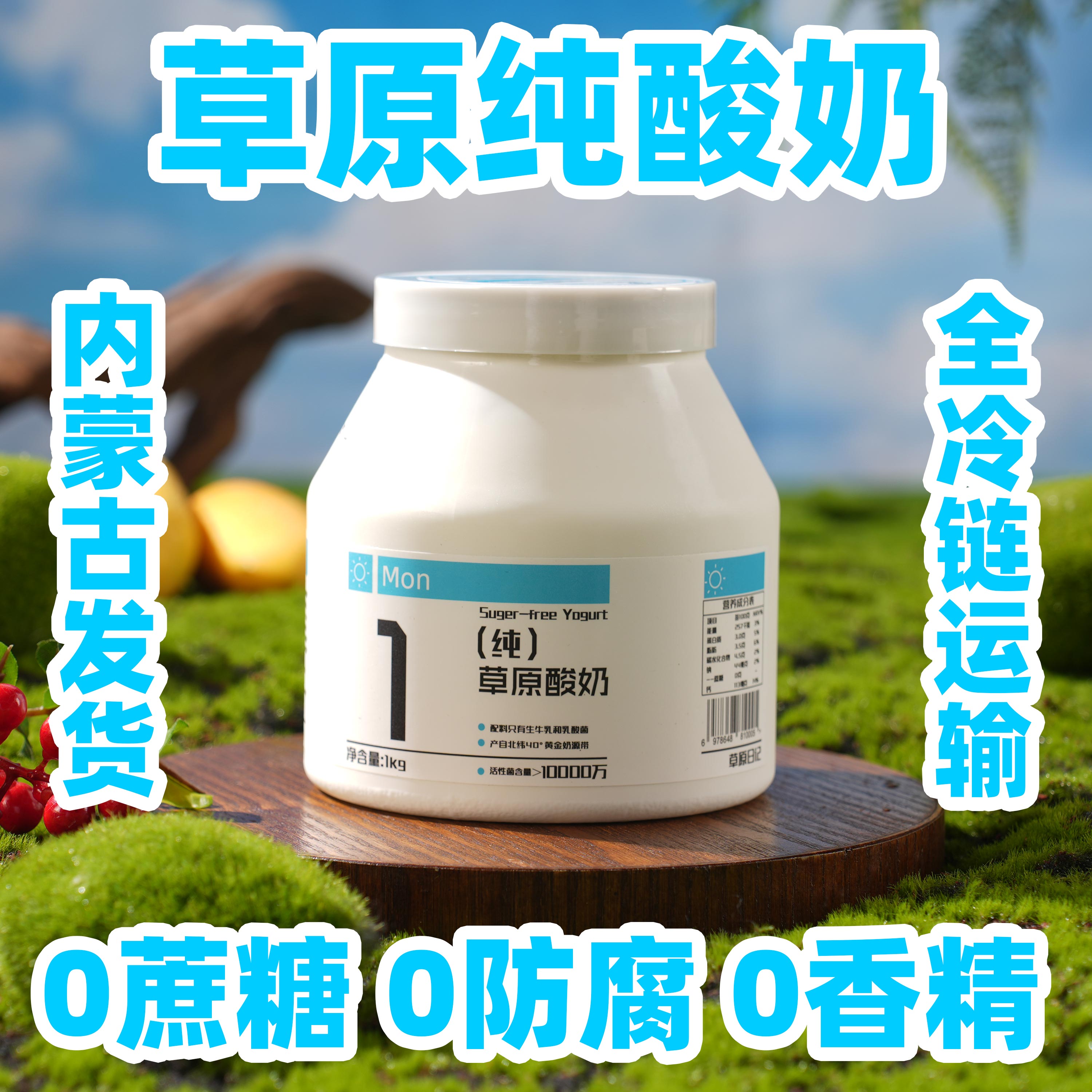 内蒙古纯酸奶1kg 2桶 0蔗糖 家庭装低温酸奶桶早餐营养酸奶碗轻食
