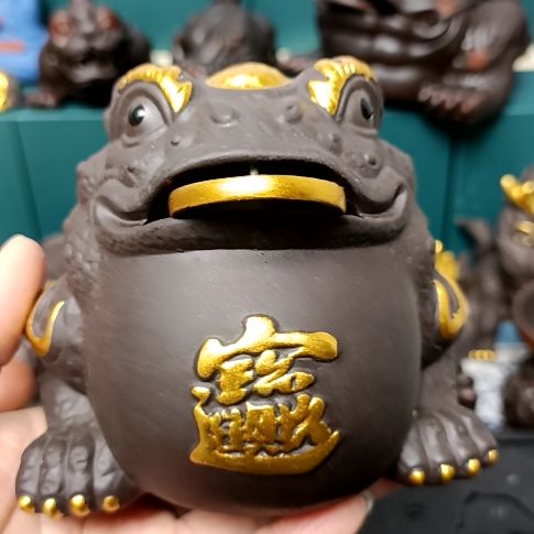 茶宠紫砂进宝灵蟾茶宠摆件