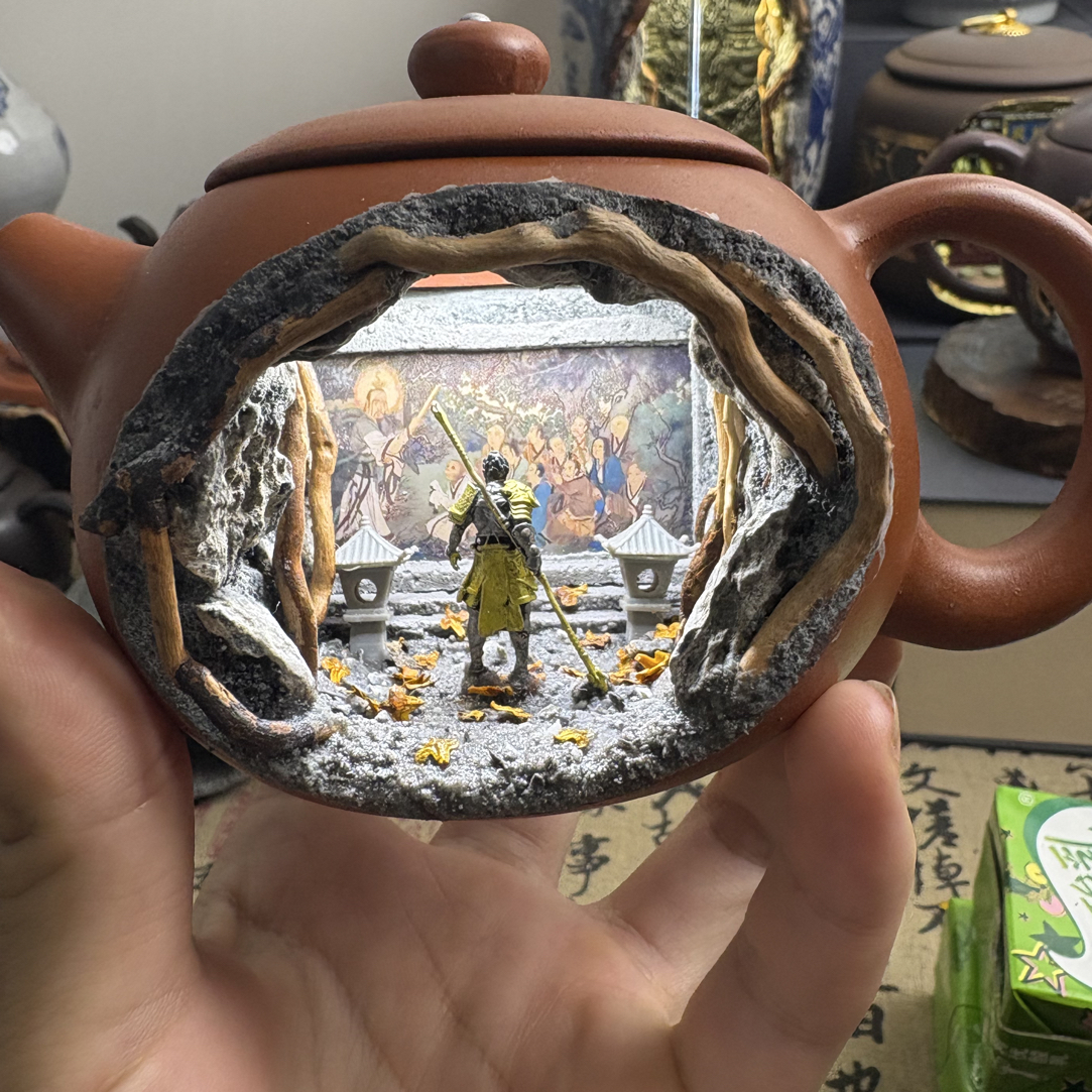 创意紫砂壶悟空拜师景观精美手工摆件工艺品