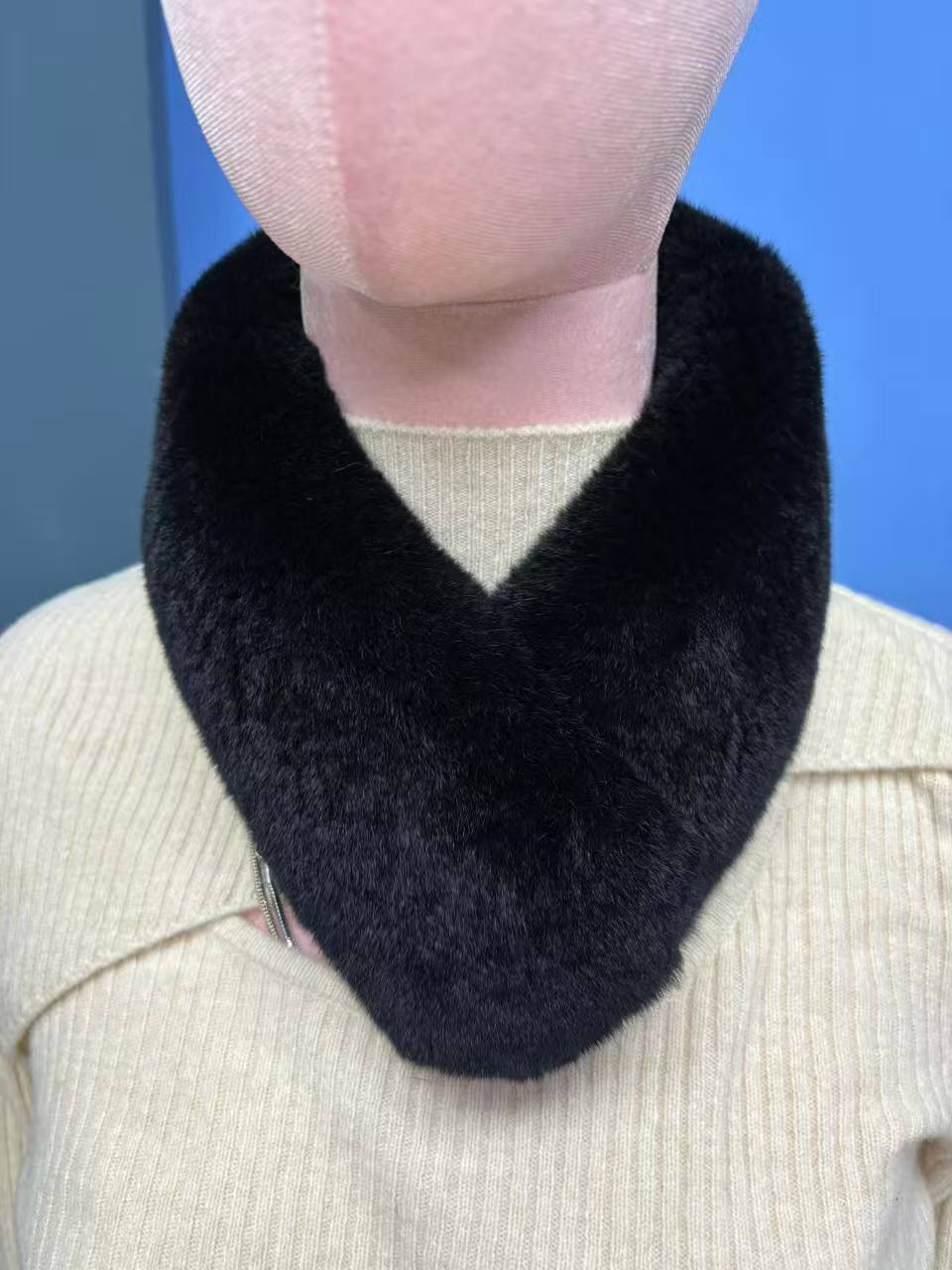 【XRSHIJIA】女士冬季獭兔毛百搭时尚纯色围脖 保暖