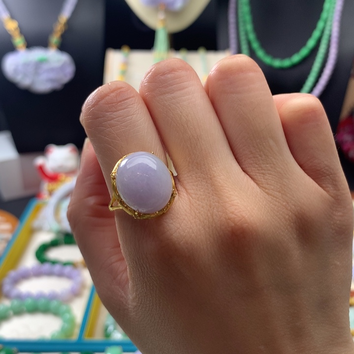 翡翠戒指未镶嵌紫翡戒指