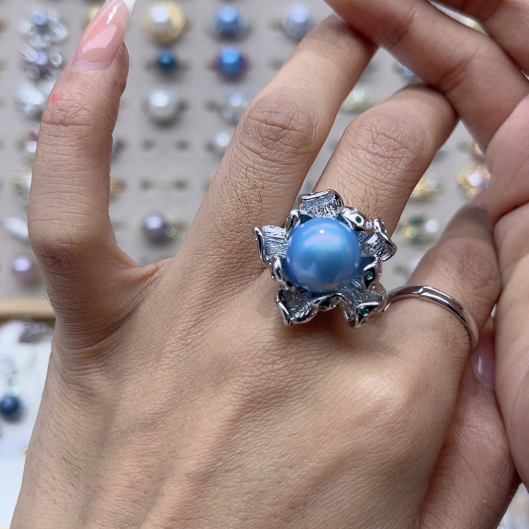 (***声戒指淡水珍珠合金