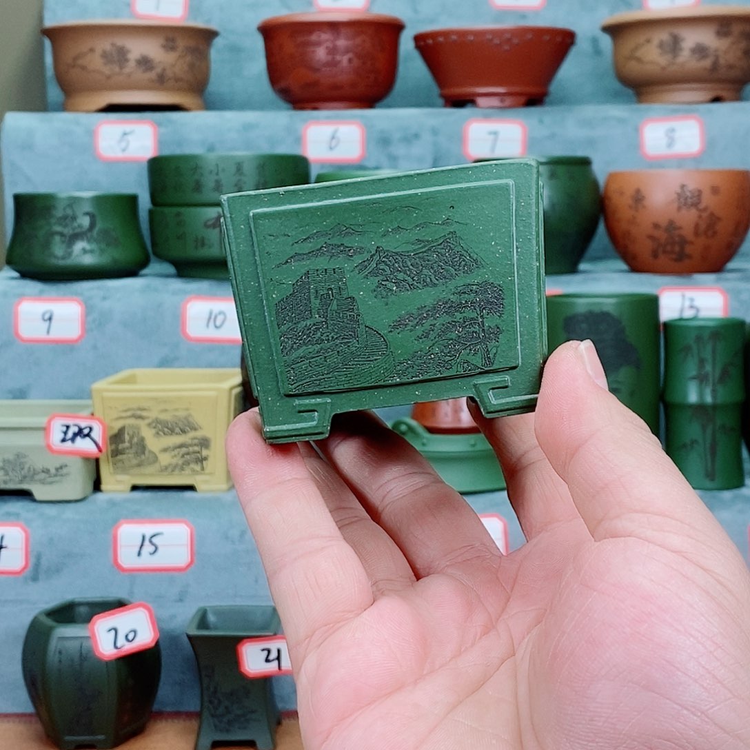 紫砂花盆我在看书