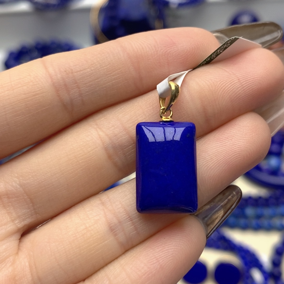 青金石银S925镀金镶嵌颈饰