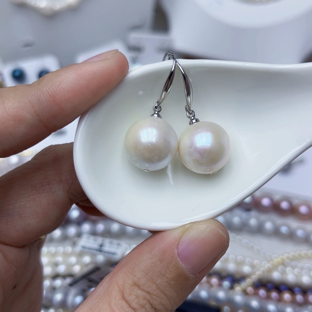 淡水珍珠耳饰银S925镶嵌