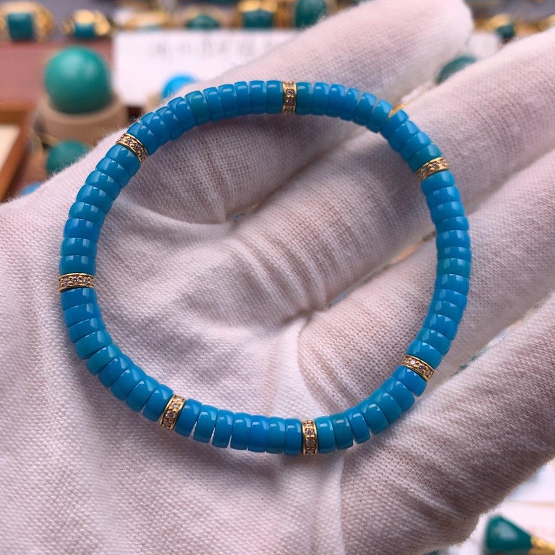 绿松石18K金镶嵌珠宝奇石