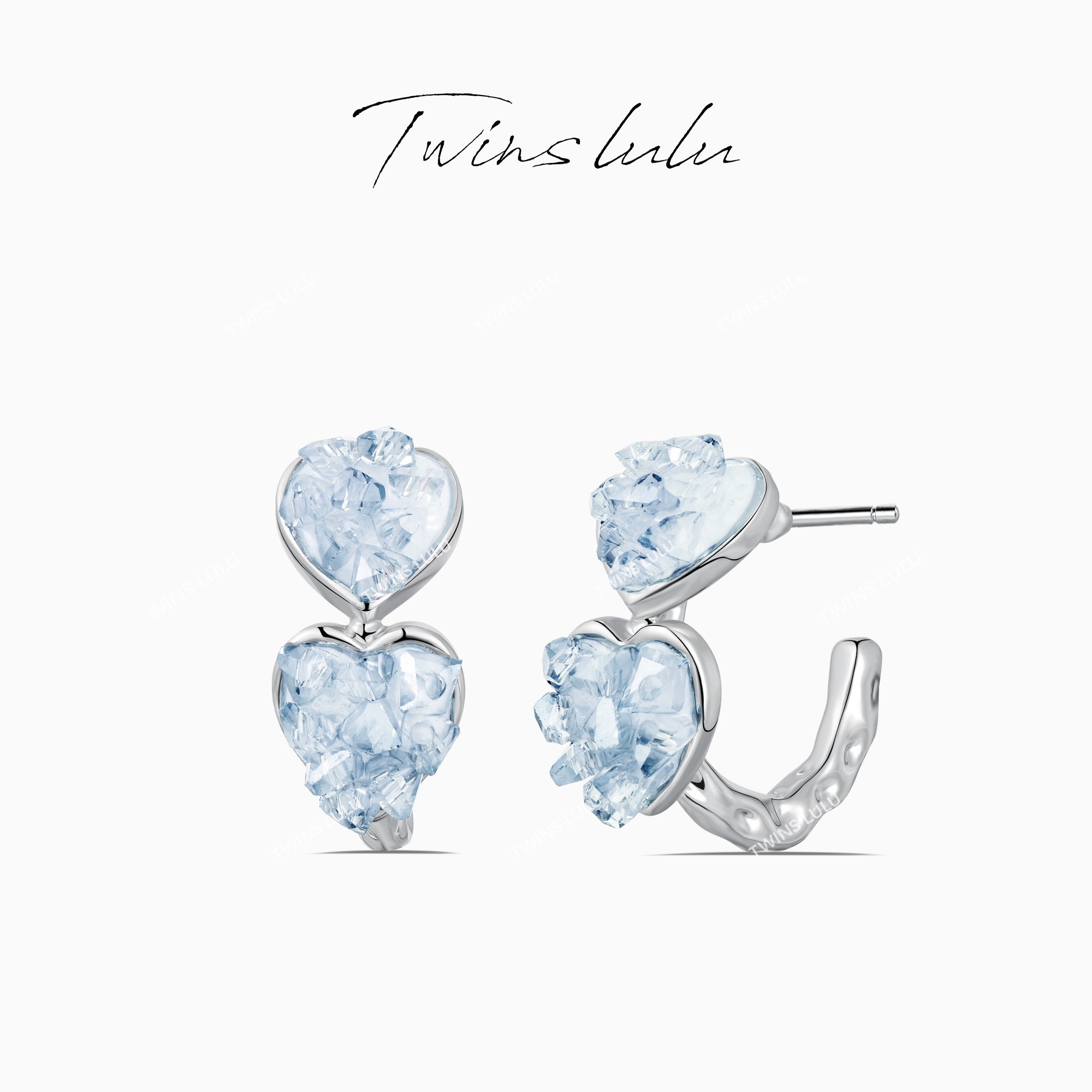 TWINS LULU镀K金秋上新 秋上新度假风高级感双爱心耳环TSL1938