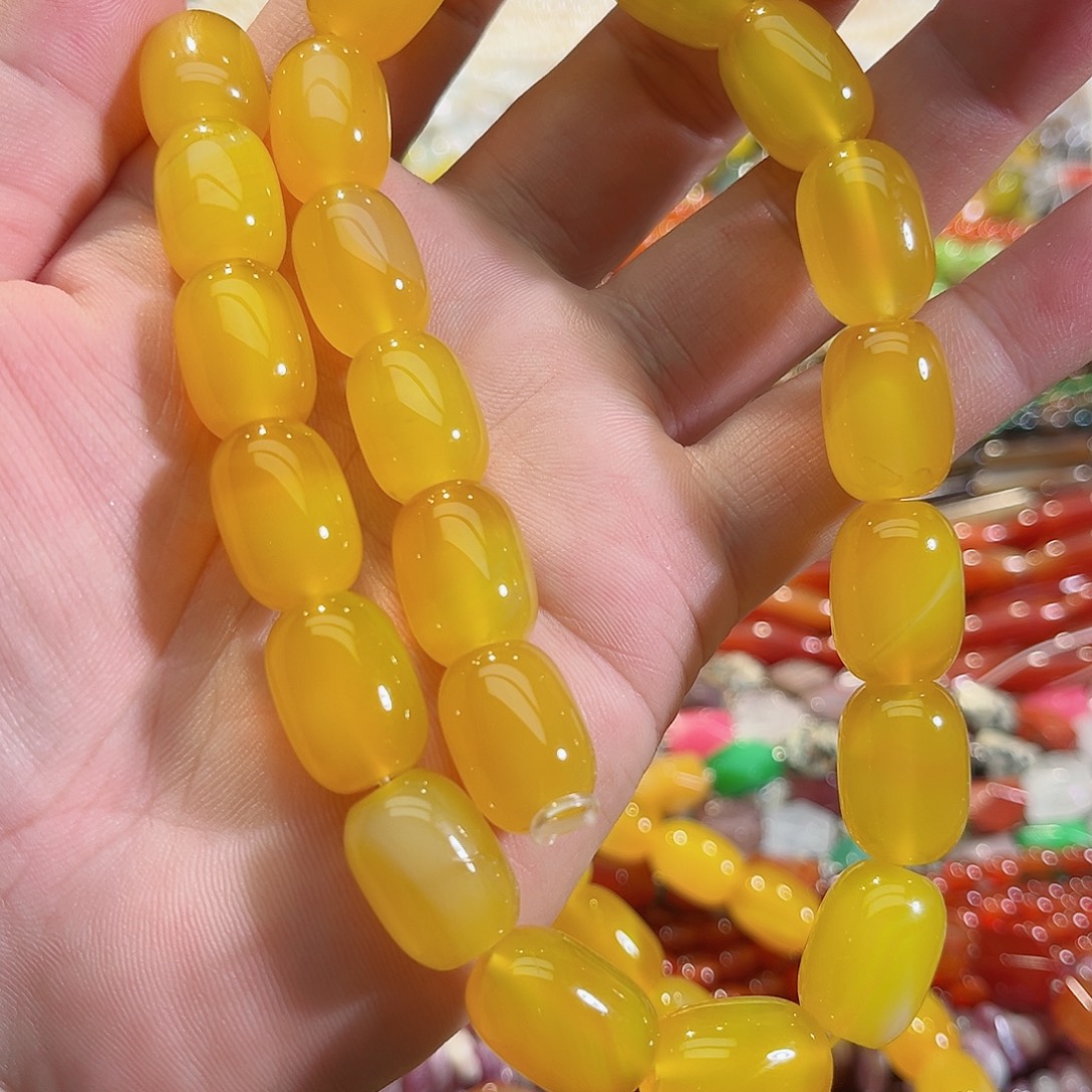 玛瑙/玉髓未镶嵌珠宝半成品A货海黄玛瑙一条13