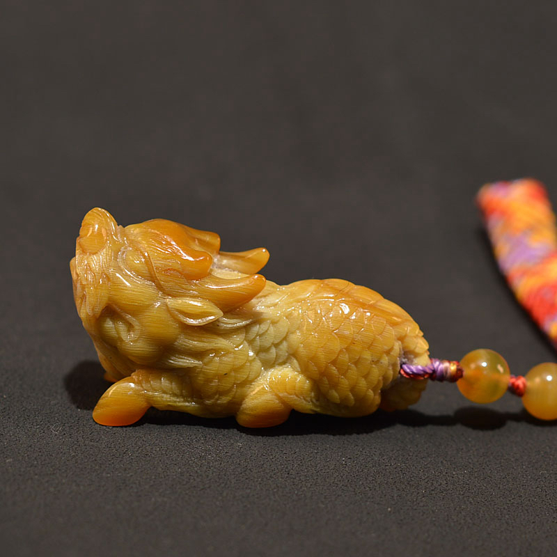 非金属木质吊坠 臻品天然西藏牛角大师级精工雕麒麟手把件吊坠